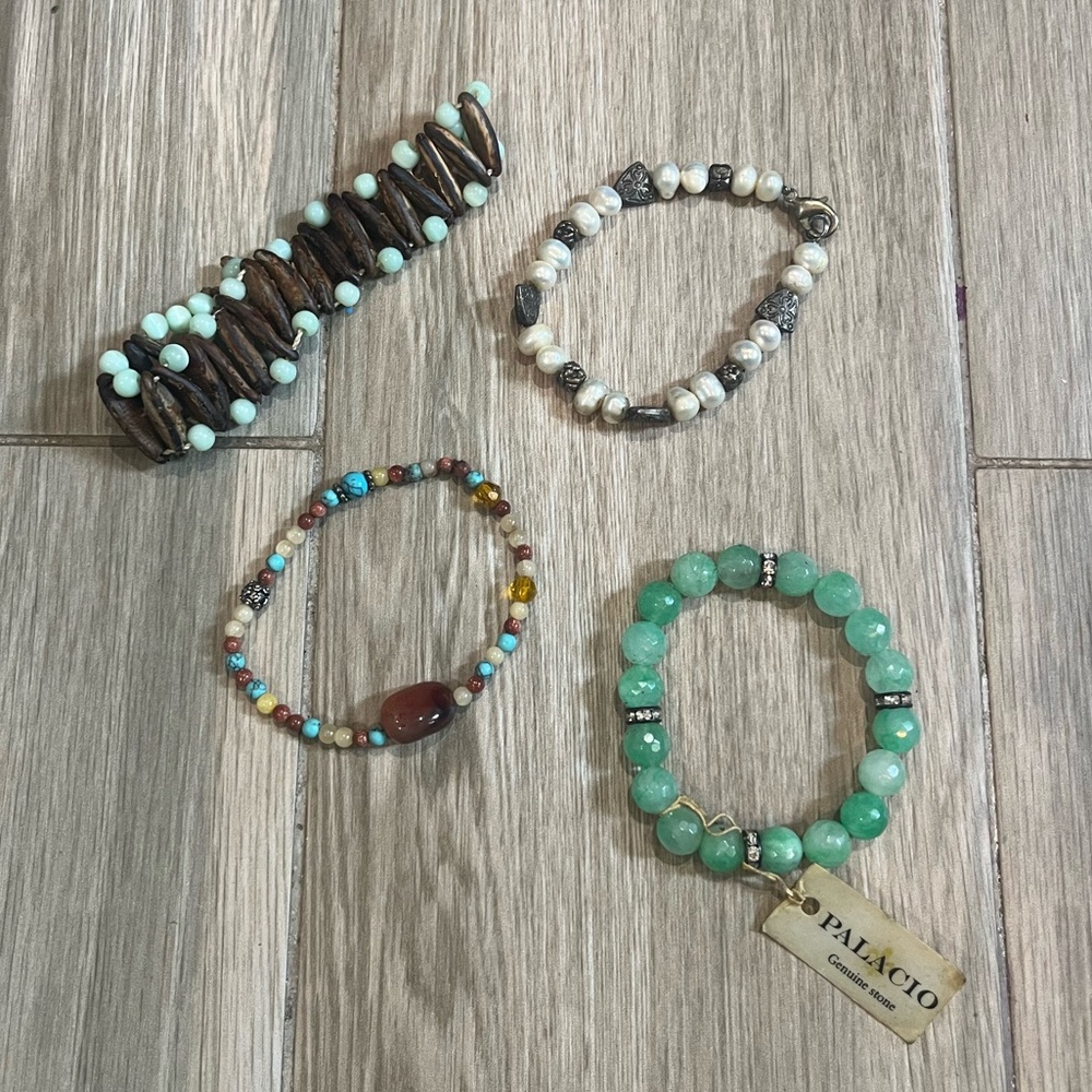 Set of 4 Italian Gemstone Bracelets